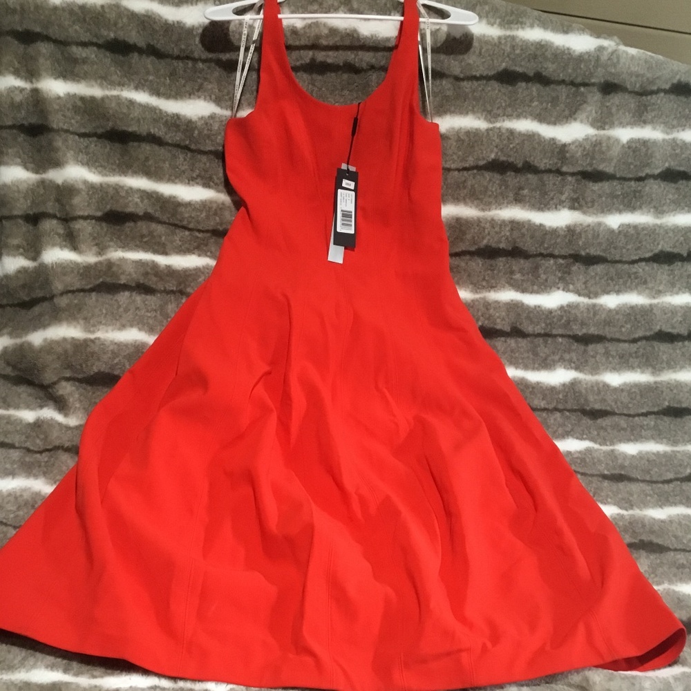 Beautiful Geranium color, back zip up dress brand new with tags